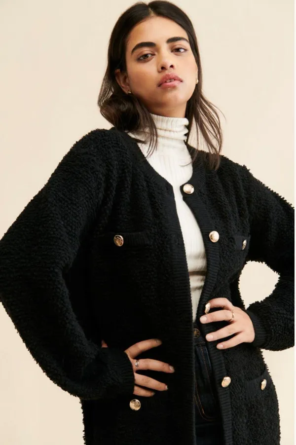 Line and Dot Long Cardigan / Knit Duster - Image 2
