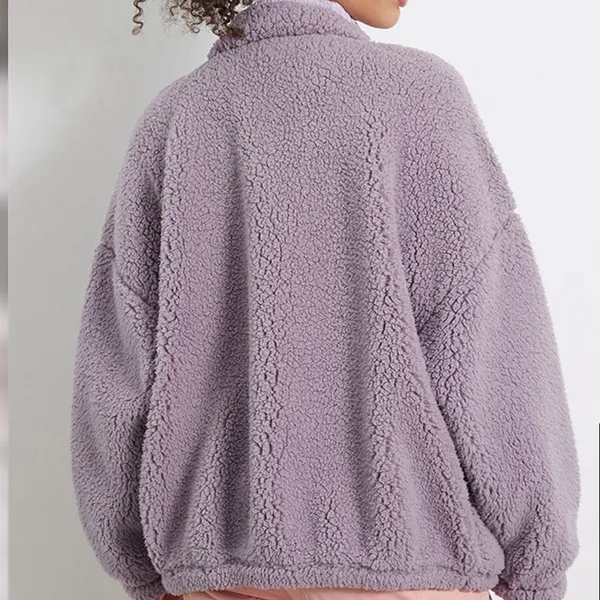 PacSun Cozy Hiker Oversized Purple Sherpa Jacket Women’s Size M Teddy Boyfriend - Image 2