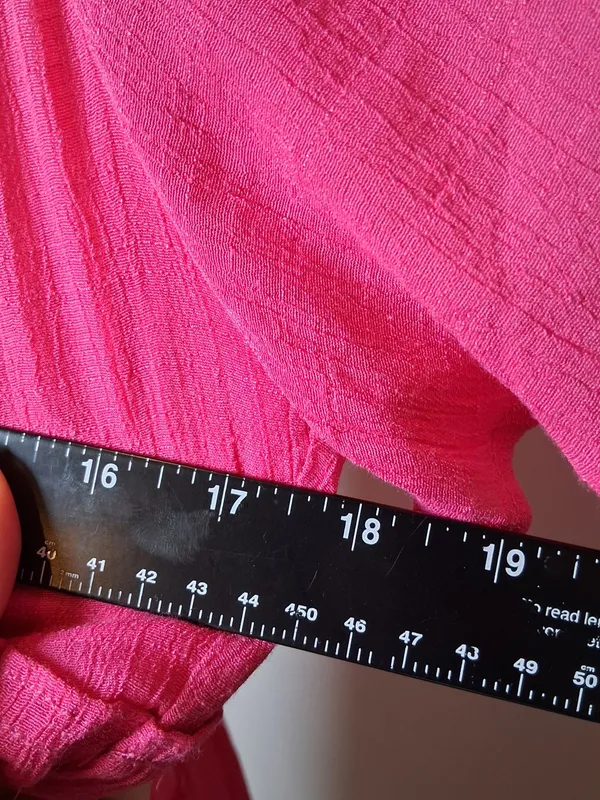 &merci Hot Pink Tiered Midi Dress w/ Short Sleeves Pockets Lined Women's Size L - Image 5