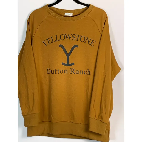 FACDIBY Yellowstone Dutton Ranch Sweatshirt Women XL Brown Western Cowboy NWT - Image 3