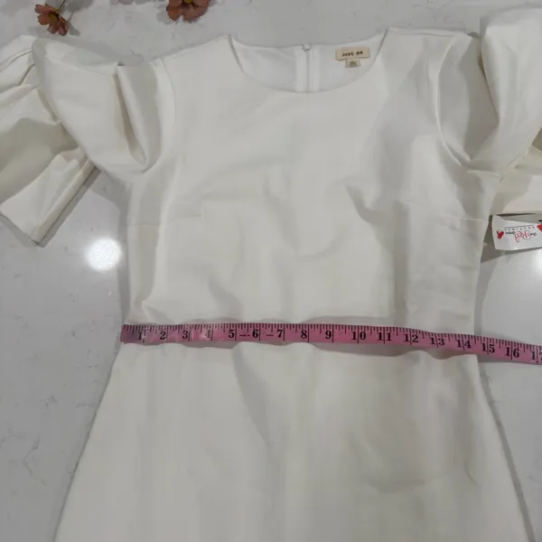 Just Me Elegant White Bell Sleeve Dress - Image 11