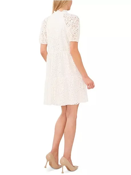 CeCe’s Women's Lace Babydoll Puff Sleeve Tiered Dress in Ivory, Size XL, NWT - Image 5