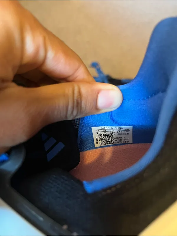 adidas Ultraboost Black & Blue Knit Athletic Sneakers with White Stripes - Image 6