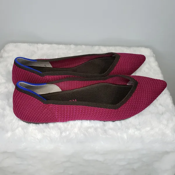 Rothy's The Point Flats Bright Magenta Knit Pointed Toe Washable Womens Size 9 - Image 3