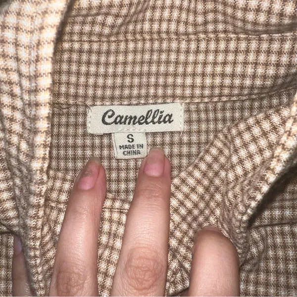 Classic Checkered Button Down Shirt for Women Brown - Image 4