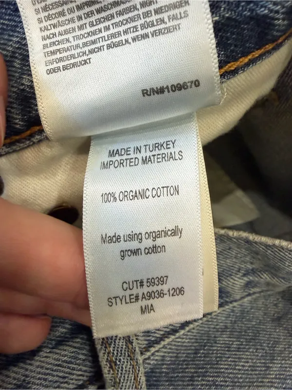 AGOLDE Mia Mid Rise Straight Jeans 24 Rule Wash Distressed Organic Cotton - Image 6