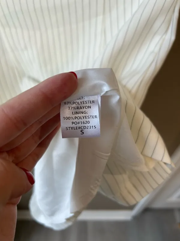 Strapless Pinstripe Dress White - Image 5