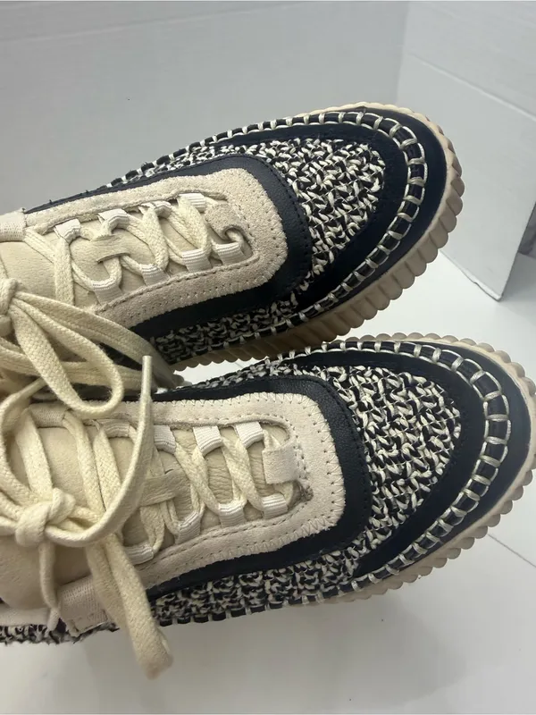 Dolce Vita Dolen Platform Sneakers in Black and White Woven Fabric size 9 - Image 7