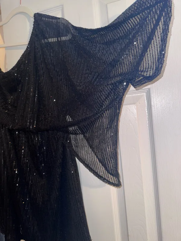 Sequin Black One-Shoulder Mini Cocktail Dress - Image 3