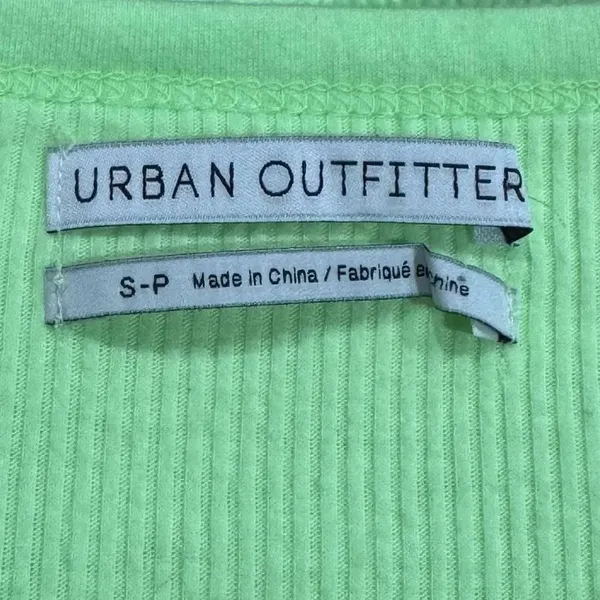 Urban Outfitters Sherry Shirred Cardigan Lime Green Neon Women’s Small - Image 3