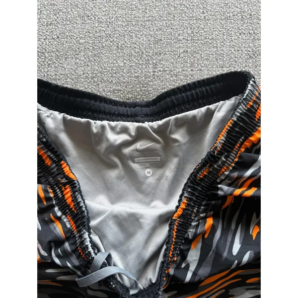 Nike‎ Womens Dri-FIT Running Shorts Orange Black Camo Tiger Stripe Medium - Image 3