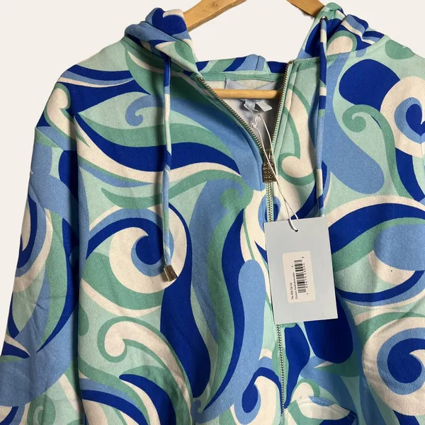 Hill House The Allie Zip-Up Jacket in Ocean Kaleidoscope Print Size S - Image 4