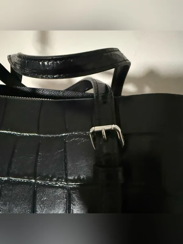 COACH Black Croc Embossed Mollie Tote Bag 25 - Image 14