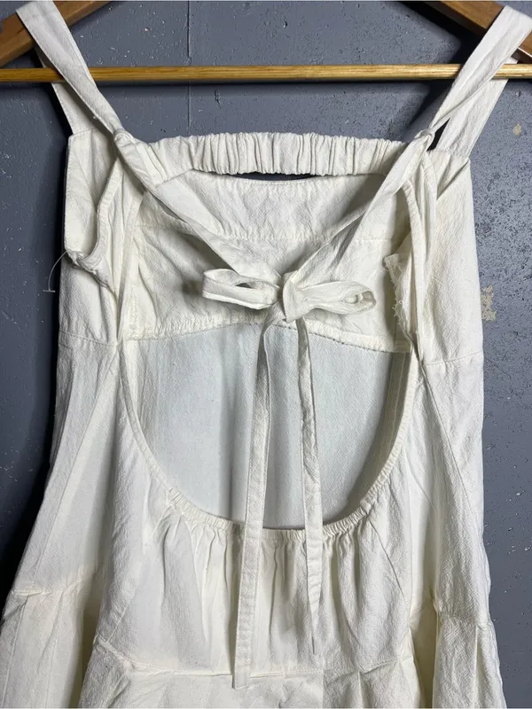 Free People Azasia Minidress in Ivory. Size Large Cotton, dropped waist - Image 8