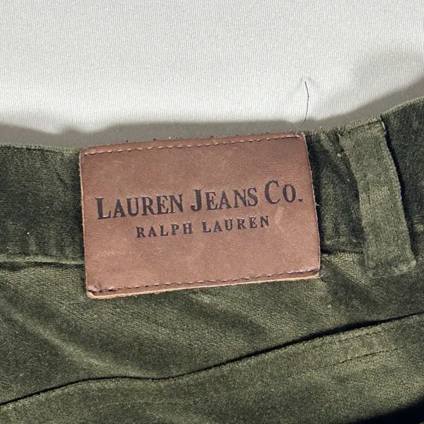 Ralph Lauren Jeans Women's Luxe Velvet Pants Olive Green Stretch Straight Leg 10 - Image 7