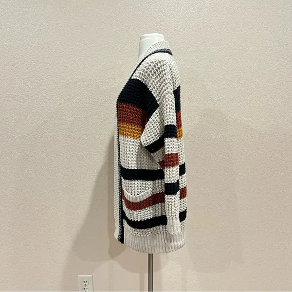 Express Multicolor Striped Open Front Oversized Cardigan Size XS - Image 10