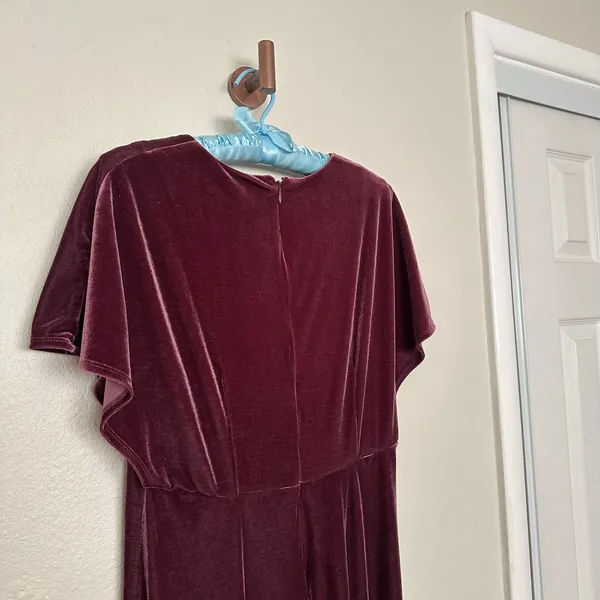 Taylor Sz 10 Midi Dress womens Purple Plum Velvet Empire Waist Flutter Sleeves - Image 8