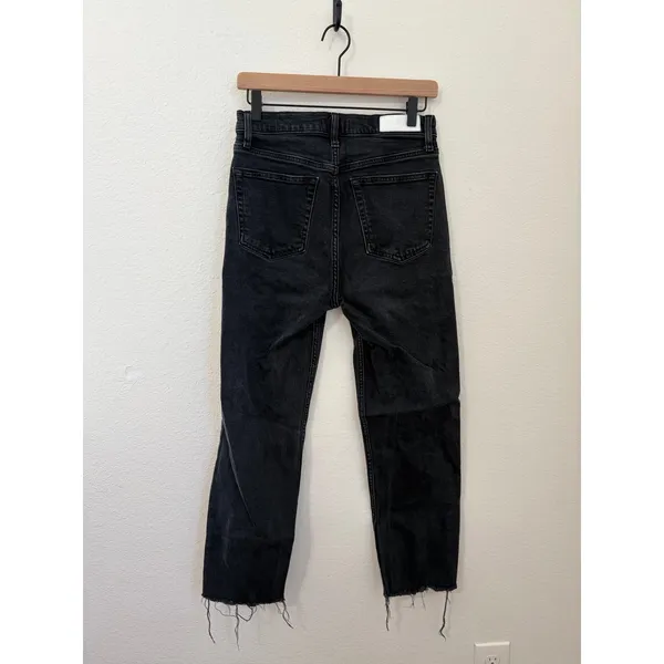 Re/Done Jeans Women's Size 29 Black Denim High Waisted Button Fly Straight Leg - Image 6