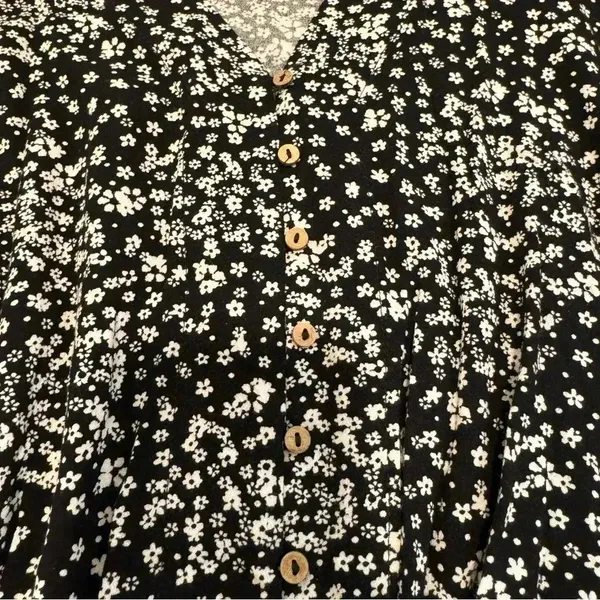 Free‎ People Ditsy Floral Black Lace Bodysuit Dramatic Ruffle Long Sleeve… - Image 5