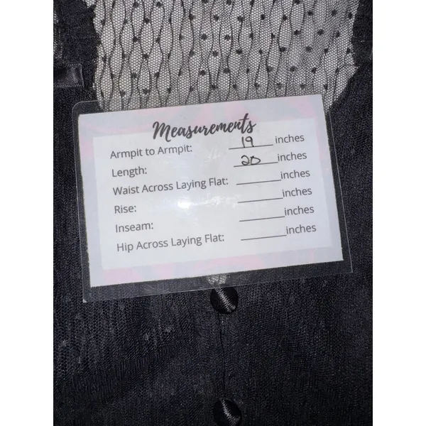 Privy Privately Privileged Black Mesh Dot Sheer‎ Puff Sleeve Top PT40395N Small - Image 5