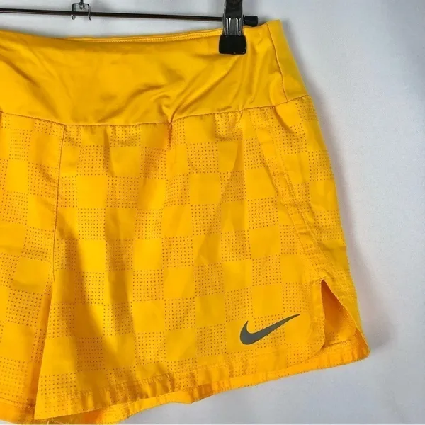 Nike Dri-Fit Golden Yellow Square Plaid‎ Running Athletic Shorts S - Image 3