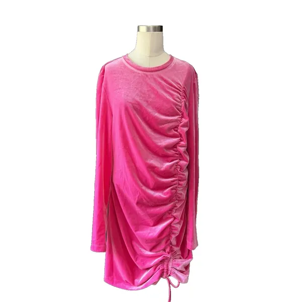Juicy Couture Barbie Pink Velvet Bodycon Dress Women's XXL Long Sleeve Y2K - Image 16