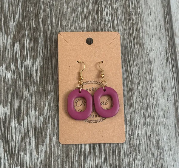 NWT Plum Polymer Clay Dangle Pierced Earrings Handmade - Image 3