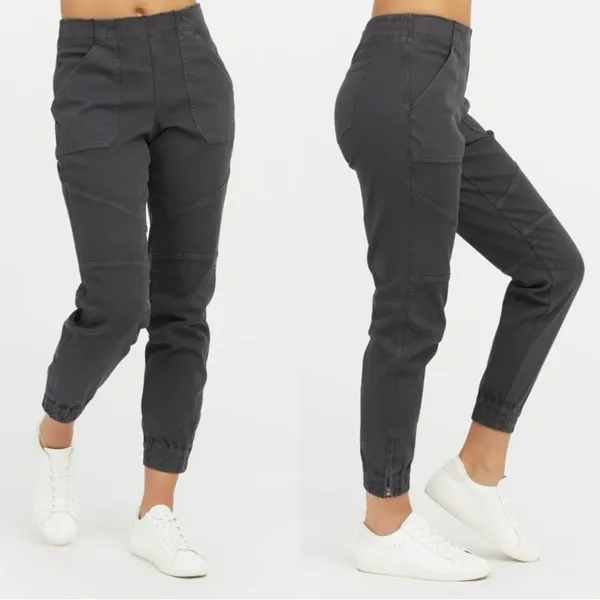Spanx Stretch Twill Cargo Jogger Size L In Washed Black New With Tag - Image 2