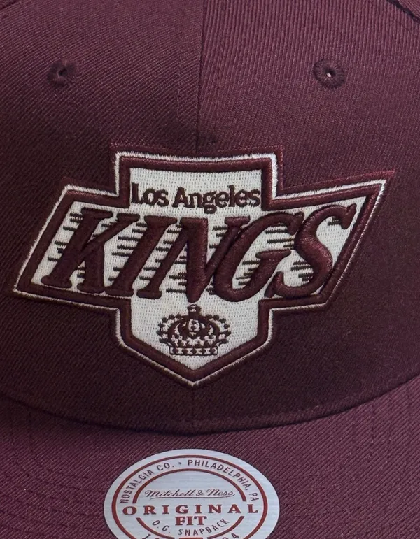 Mitchell & Ness Los Angeles Kings Burgundy Vintage Fashion Snapback Hat - Image 3