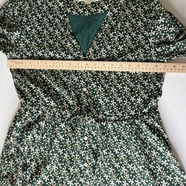 Trovata Birds of Paradise Green Floral Midi Dress‎ Size Small Button Front Boho - Image 9