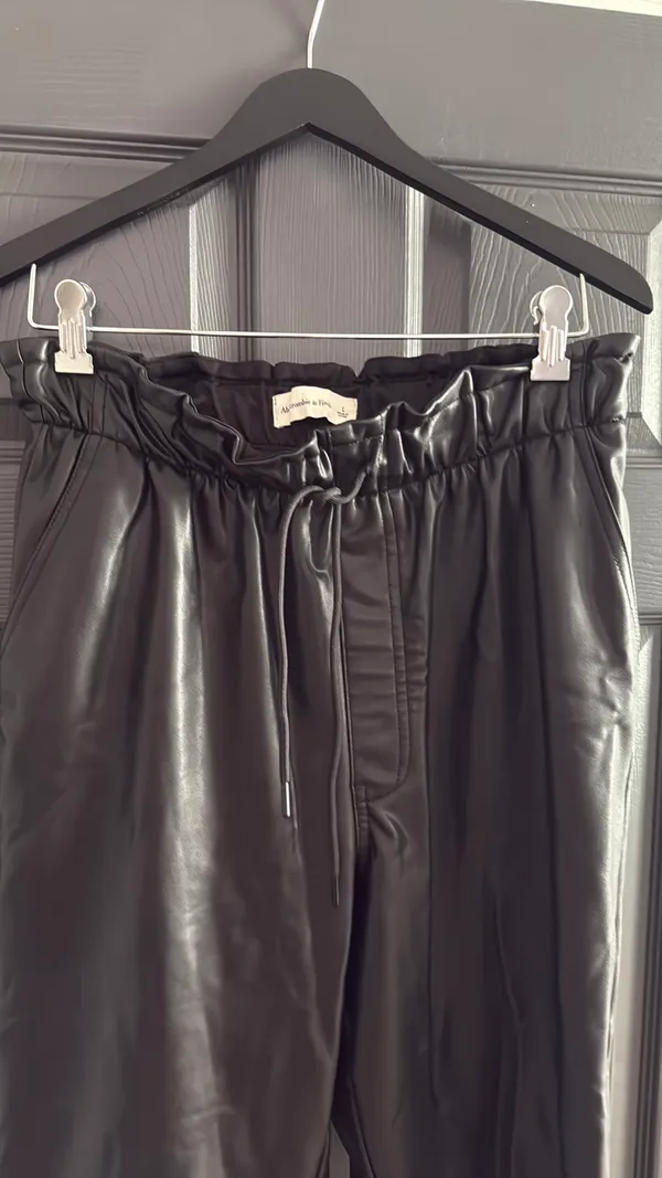 Abercrombie Black Vegan Leather Pants - Image 2