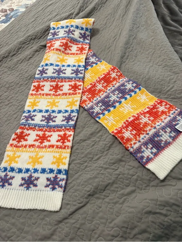 Old Navy Multicolor Snowflake Knit Scarf - White, Red, Blue & Yellow - Image 3
