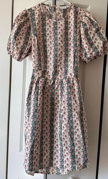 Vila mini dress with cut out back in striped floral print, size EU36 - US 4/6 - Image 2