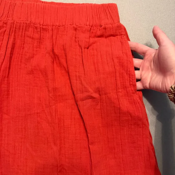 Pact Organic Cotton Gauze Crop Top Maxi Skirt Set Red Women Small XS - Image 14