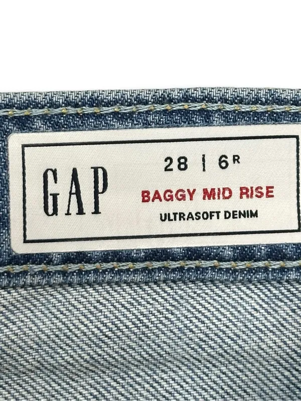 GAP Baggy Mid Rise Jeans Women’s 28/6 Regular Light Wash Wide Leg NWT $79.95 - Image 4