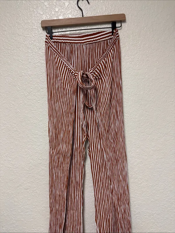 FAITHFULL THE BRAND Es Torrent Vertical-Stripe Wide-Leg Pants with Side Slit - Image 3