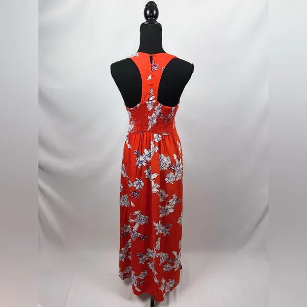 Maxi Dress Red Japna Medium Racerback Red+ White Flowers - Image 7