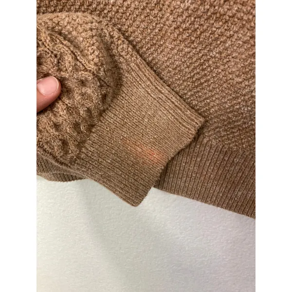 Gap Cottage Cozy Fall Indie Gritty Boho Cable Knit Oversize Brown Sweater Medium - Image 10