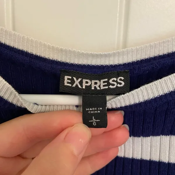 Express women’s blue striped stretchy thin‎ knit sweater — large - Image 3