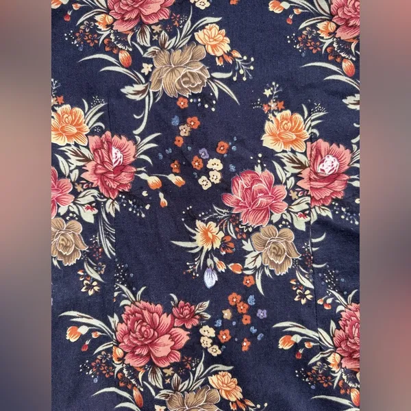 Vintage Asian inspired floral button front blouse, size medium Blue - Image 8