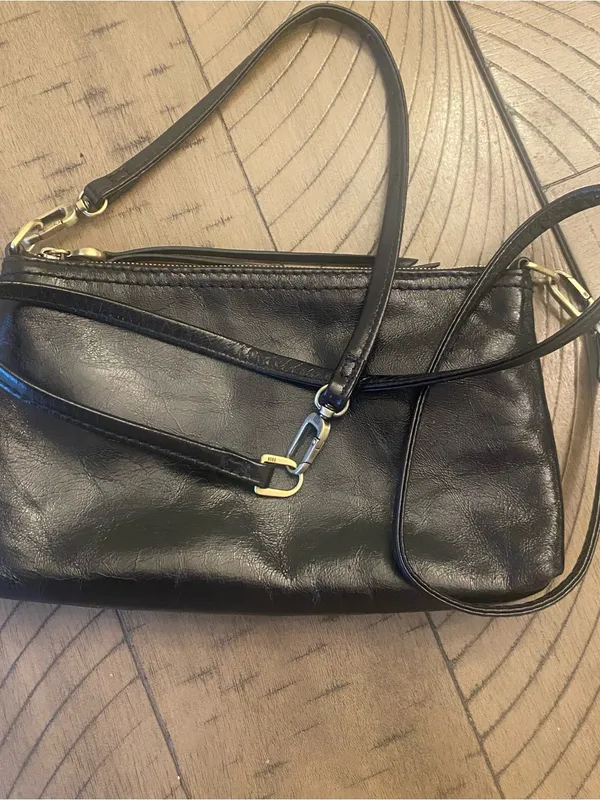 Hobo Polished Leather 3 In 1 Bag in Black - Image 3