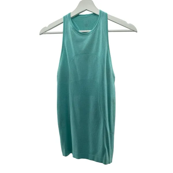 Lululemon Size 4 Swiftly Tech Racerback Tank Top Heathered Peacock Blue Seamless - Image 3