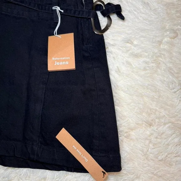 NWT Reformation‎ Size 23 Tatina Belted Denim Skirt - Image 2