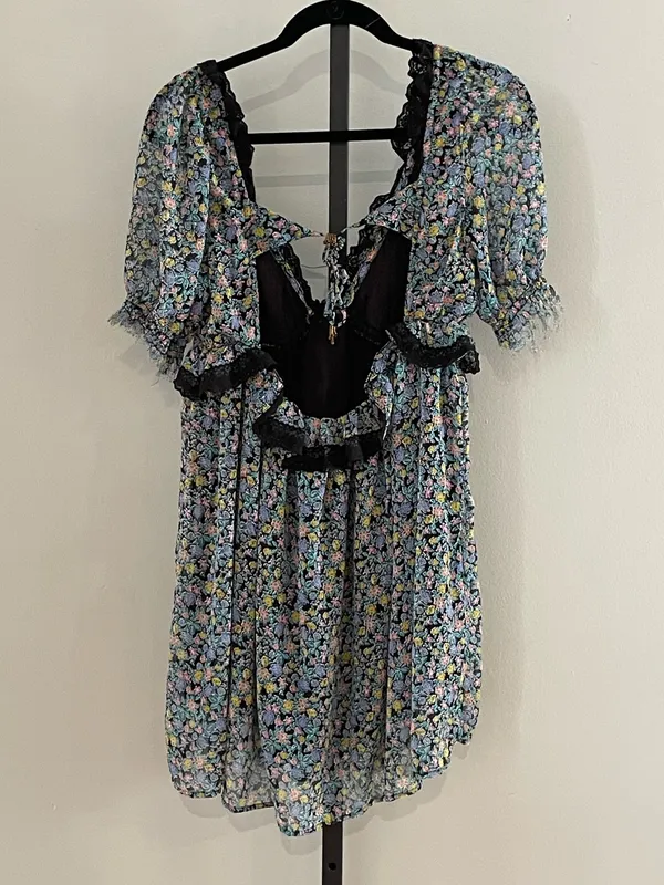 Free People Pennie Mini Dress in Black Como Size Medium - Image 4