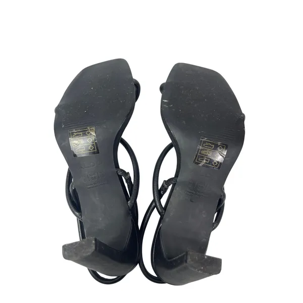 Aldo Karla Black Square Toe Thin Block Heels Dress Slingback Heels Sandals Sz 6 - Image 4