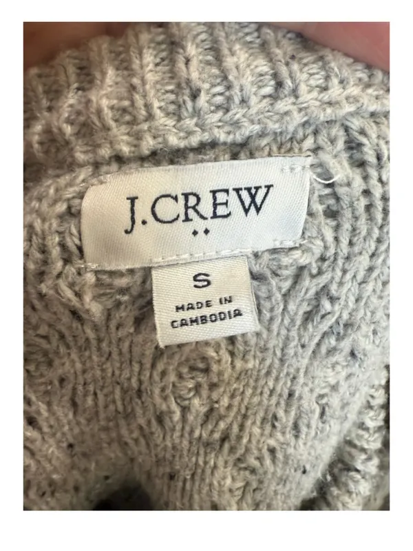 J. Crew Heather Gray Cable-Knit Crew Sweater - Image 4