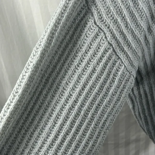 SHEIN Gray Balloon Sleeve Open Front Cardigan Sweater Large Knit Cozy EUC - Image 7
