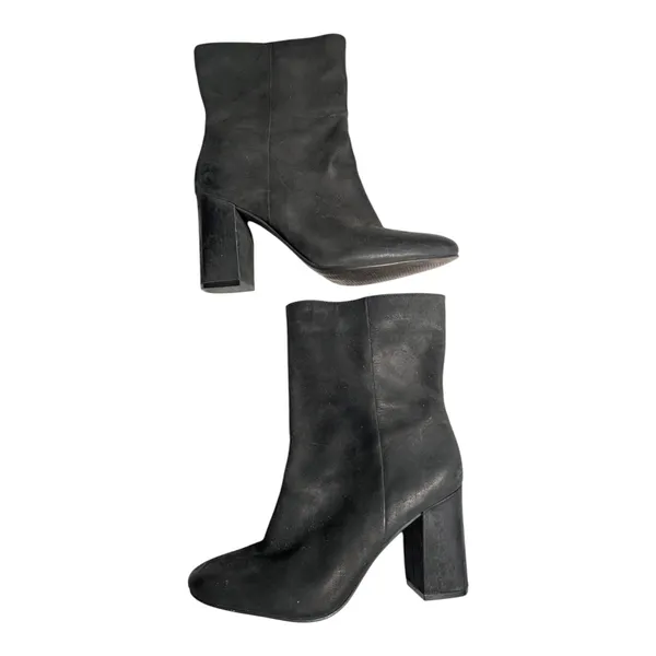 Lucky Brand Walwyn Black Leather Almond Toe Block Heel Mid Calf Boots Sz 8 - Image 2