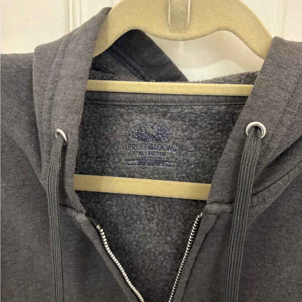 Fruit of the Loom Zip Up Hooded Sweatshirt in Grey - Image 4
