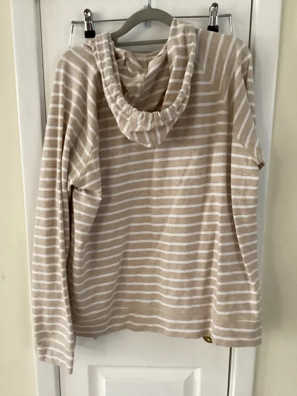 Tan & White Striped Hoodie - Image 5